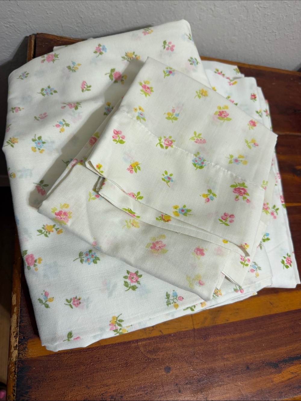 Vintage Floral Full size set Fitted Flat Sheets Pillow Case cottagecore granny